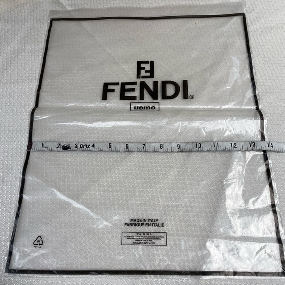 Fendi Uomo 2 Empty Clear Plastic Bag Store Storage - Picture 2 of 8